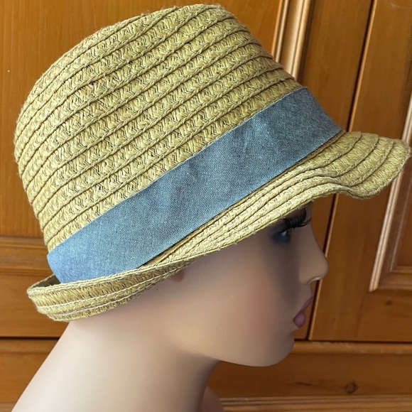 Cole Haan Women's Tan Straw Hat with Gray Band - Picture 3 of 10